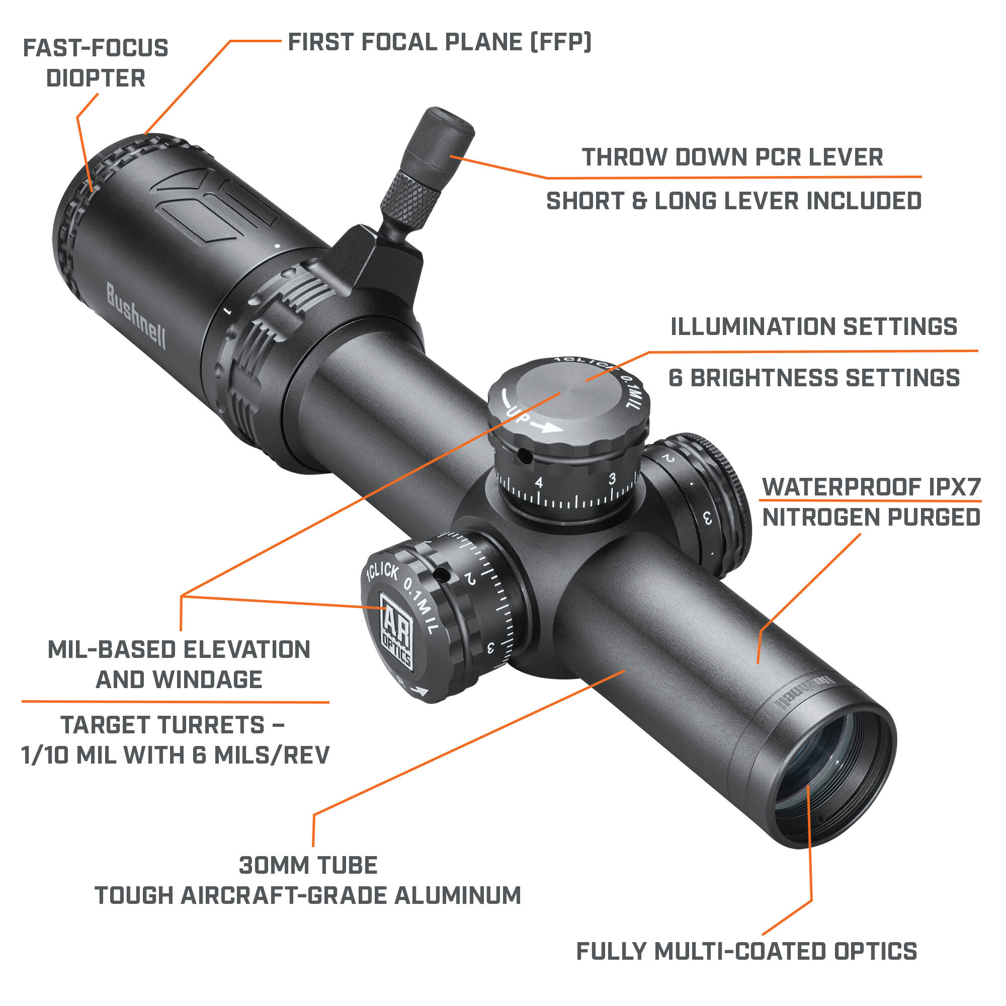 1-4x24 AR Optics Illuminated FFP Riflescope | Bushnell